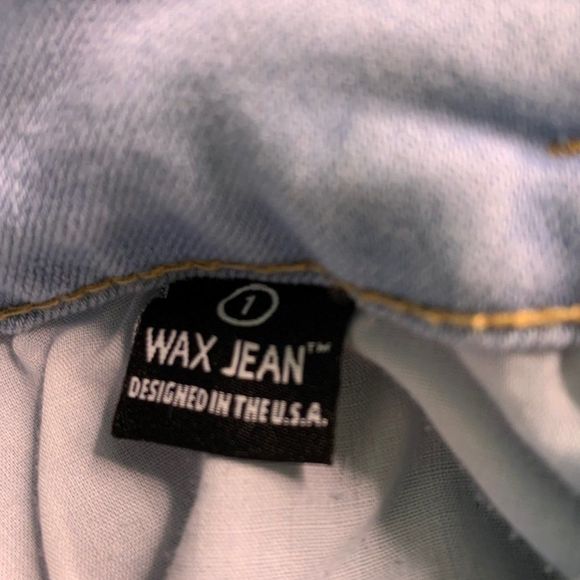 Womens Wax Jeans Size 1 Jr Crop Skinny Light Wash Butt I Love You Wide Belt 0561 - Picture 7 of 7